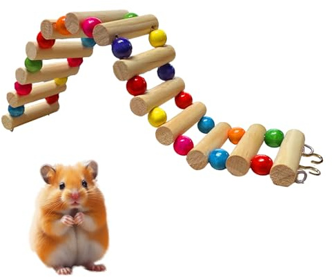 Biegsame Holz-Kletterleiter Mit Bunten Perlen - Vielseitige Hamster Brücke Als Kletter- Und Kau-Spielzeug, Flexibles Hamster Zubehör Und Praktisches Vogelspielzeug Für Kleintiere