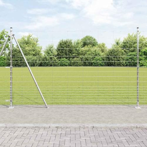 Steckzaun Weihnachtsbaum Zaun,Wildzaun Silber 50 x 1,5 m Verzinkter Stahl,Gitterzaun für Hunde, Katzen und Hase