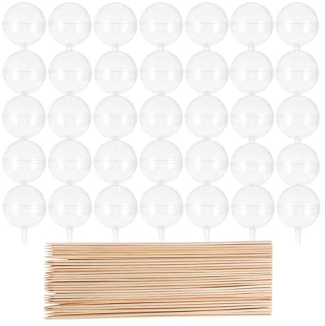 OATIPHO Schokoladenhalter Acryl mit Holzsticks Runde Schokoladentassen 100 Stück Selbstgemacht Süßigkeitenhalter für Blumensträuße Verpackung für Hochzeit und Valentinstag
