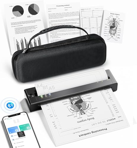 TATTMUSE Stampante Termica A4 Kit Supporta il formato A4/A5/B5, Bluetooth, Apprendimento, Stampante Portatile compatibile con Telefono, Stampante da viaggio,Monocromatica solo