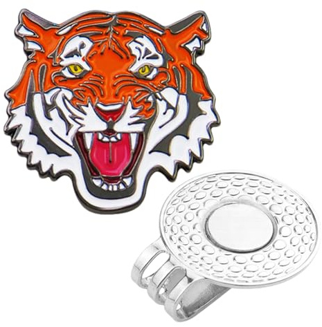 Genérico Segnalibro magnetico per pallina da golf clip magnetica per cappello da golf segnalibro - segnalibro con disegno di tigre - Forchette magnetiche segnalibro palla clip forchetta