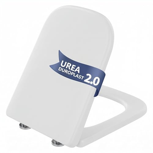 Garvee Sedile WC a forma di U in duroplast Urea, abbassamento automatico e sgancio rapido, antibatterico, resistente ai raggi UV, portata stabile 150 kg, universale, facile da pulire, U2010, quadrato