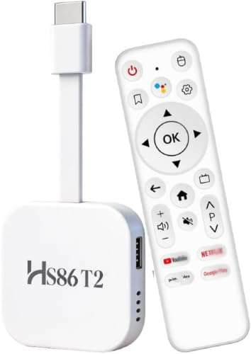 Box Android TV 4K - Lecteur Multimédia Streaming pour Transformer Votre TV en Smart TV,Télécommande Vocale，Ultra HD, Android 14, WiFi 6, Streaming Ultra Fluide, 2Go RAM + 16Go ROM TV Stick dongle