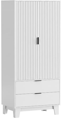 HOMCOM Armoire Chambre Penderie Style Moderne 80x50x180 cm Blanc