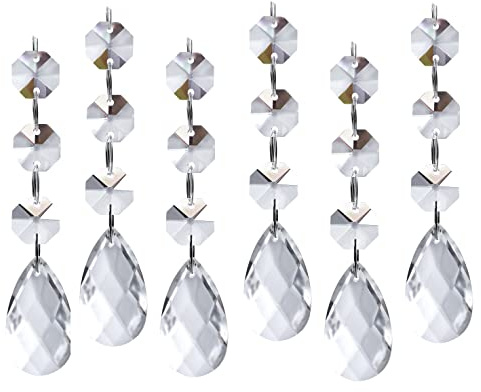 30PCS DIY Teardrop Acrylic Crystal Drop Beads Christmas Ornaments Tree Decorations Garland Chandelier Hanging Crystals for Wedding Party Celebration Decor