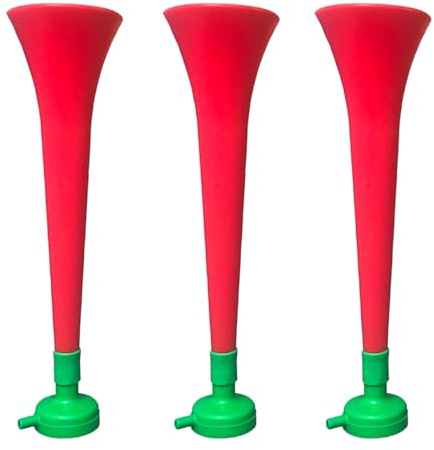 Packung x3 Kunststoff Vuvuzela Stadion/ungiftig Fußball Horn. Zübehor für Fußball- und Sportfeiern. Sehr Lautes Lufthorn für Animation.