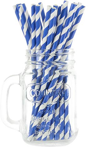 1000 Navy Stripe Eco Friendly Recyclable Paper Drinking Straws Bright Colours Stripes and Metallic Colours Great for Birthday Wedding Christmas Party Baby Shower Decoration Food Safe Single Use
