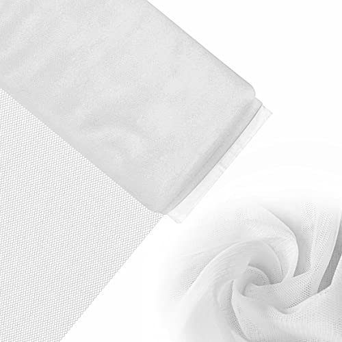 HANDI STITCH Weiße Tüllrolle aus Polyester – 275 cm breit x 18 m lang – Tüllstoff für Hochzeit, Geburtstag, Geschenkverpackung, Dekoration, Handwerk, Tutu, Kostüme