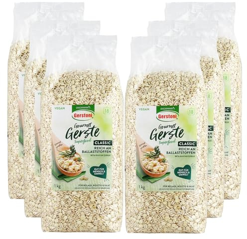 Gerstoni Gourmet Gerste Classic (6 x 1kg) – mild-nussige Reisalternative – ballaststoffreiches Superfood mit 5% pflanzlichem Beta-Glucan – nachhaltig & regional – fertig in nur 15–18 Minuten.