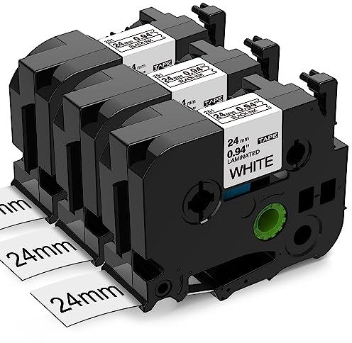 Aken TZ-251 Kompatibel TZe 24mm Schriftband mit Brother P touch Bänder 24mm Schwarz auf Weiß TZe-251 TZe251 AZe-251 für Brother P touch Cube P710BT D600VP P700 P750W 2430 2730, 3er Packung
