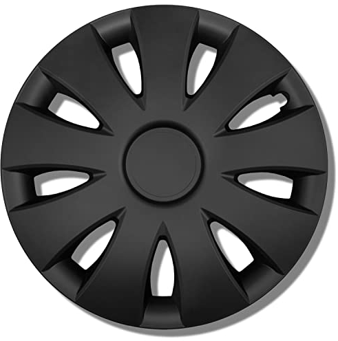 Radkappen schwarz matt 14 Zoll - Radzierblenden für Stahlfelgen - Alufelgen Look Radblenden Für die meisten Marken und Felgen - Europäisches Produkt aus recyceltem Kunststoff - 4er Set Zierkappen