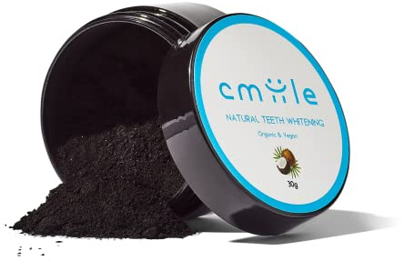 Cmiile Aktivkohle-Pulver 100% natürlich und vegan, Aktivkohle-Pulver zur Zahnaufhellung, schmerzfreies Zahnaufhellen, Zahnaufhellung