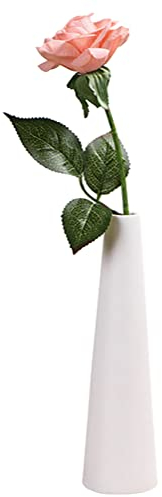 Bamboopack Vaso per boccioli in ceramica bianca, alto e conico, vaso a stelo singolo, vaso decorativo per la casa, centrotavola per fiori e ufficio, decorazione per la casa e per matrimoni