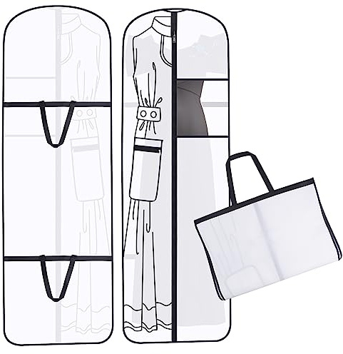 AiQInu Borsa Porta Abiti Lungo, 180x60CM Custodie per Abiti Antipolvere Pieghevole, Porta Abito da Sposa con cerniera per Vestito da Sposa Smoking Gonna Lunga Vestiti Cappotti