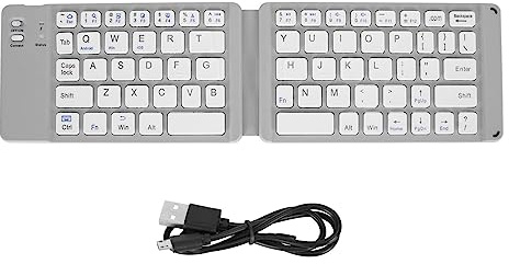 Jectse Tastiera Pieghevole Bluetooth Full Size - Ultra Sottile Con Cavo USB, Wireless Portatile per Smartphone Tablet (Nero)