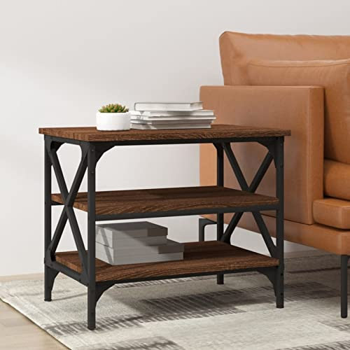 ZEYUAN Beistelltisch, Kleiner Tisch, Sofatisch, Side Table, Laptop Tisch, Pflanzenhocker, Druckertisch, Telefontisch, Sofa Table, Tabletttisch, Braun Eichen-Optik 55x38x45 cm Holzwerkstoff
