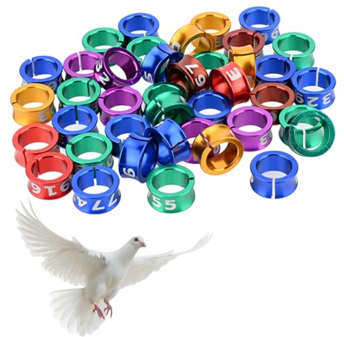 Open Bird Ring Aluminum Alloy Split Ring Bird Leg Bands Rings Birds Tags Ldentifying Pigeons Training Rings Hibiscus Birds, Parrots, Peonies, Doves, etc.Mixed Colors 50 PCS Per Pack（ID 6.0MM）