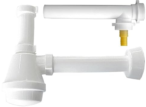 CG94 - Sifone Universale in Plastica Bianca 1 Via | Attacco Lavatrice e Lavastoviglie | Tubi Diametro 40mm, Spessore Maggiorato