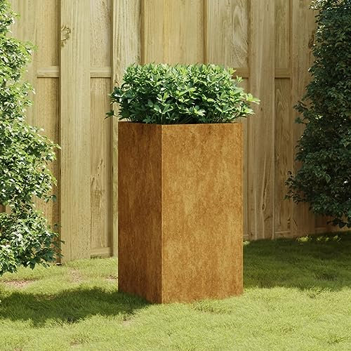 Camerina Jardinière 40x40x80 cm Acier corten,Jardiniere sur Pieds,Bac avec Treillis,Jardiniere Terrasse