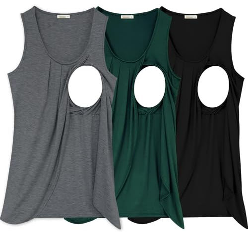 PARNIXS Camiseta sin mangas de verano para mujer, para lactancia, cómoda ropa de lactancia