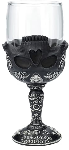 Pacific Giftware Weinglas schwarzer Ouija Schädel 250ml - Gothic Glas, Totenkopf Kelch