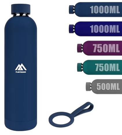 flintronic Botella Termica 1000ML, Frasco de Vacío de Acero Inoxidable 304, Sin BPA, Doble Pared al Vacío a Prueba de Fugas, Frío 24 Horas y Caliente 12 Horas para la Gimnasio, Viajes