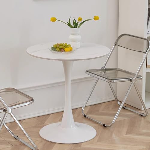 Lanmmraifc Moderner Bistrotisch, Cocktailbartisch, runder Frühstücks-Esstisch, Konferenztisch, Kaffee-Besprechungstisch, Beistelltisch, weiß(70x70x74cm)