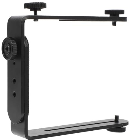 Schwarze Metall L-Halterung mit 1/4 Zoll Schraublöchern und 4 Muttern | Anti Slip, Abnehmbare Verbindungen, Mehrseitige Montage, für Camcorder, Blitzgeräte und Dslr Kameras