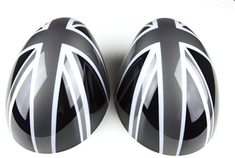 TrOuJIpxz Rear View Mirror Accessories Cover Cap Case Exterior Compatible with Mini Cooper R55 R56 R57 R60 R61 2006-2016 (Union Jack Grey, Non Power Folding)