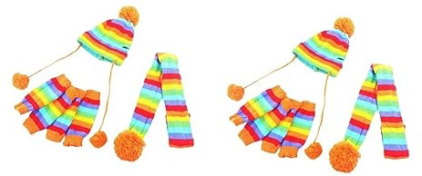 BESPORTBLE 2sätze Hundewinterkostüm Strickschal Mütze Set Für Hunde Regenbogenfarben Xs Für Festivitäten Fotoshootings Besondere Anlässe