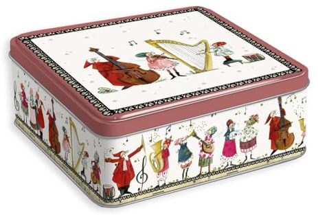 Grätz Verlag Plätzchendose, Keksdose, Vorratsdose, Aufbewahrung, Kiste mit Motiv, Dose Motiv, Blumen, Geschenkidee, Gebäckdose, Weihnachtsdose, Plätzchen, (Musikanten)