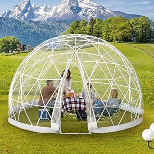12 Fuß Garten-Kuppelzelt, Garten-Kuppel-Outdoor-Iglu mit transparenter PVC-Abdeckung, wasserdichtes geodätisches Garten-Kuppelzelt-Gewächshaus für den Außenbereich, Terrasse, Hinterhof, Party