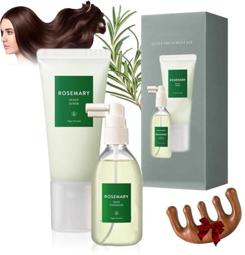 Set De Regalo Para El Cuidado Del Cuero Cabelludo Con Romero, Exfoliante Para El Cuero Cabelludo, Set Nutritivo Para El Cuidado Del Cabello, Suero Para El Cuero Cabelludo Con Agua De Romero (1 juego)
