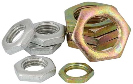 FRAOMHFW M7 M8 M9 M10 M12 M14 M16 verzinkte Feinzahn-Sechskantmutter, Sechskant-Feingewinde, dünne Muttern(White Zinc,M10x0.75-5pcs)