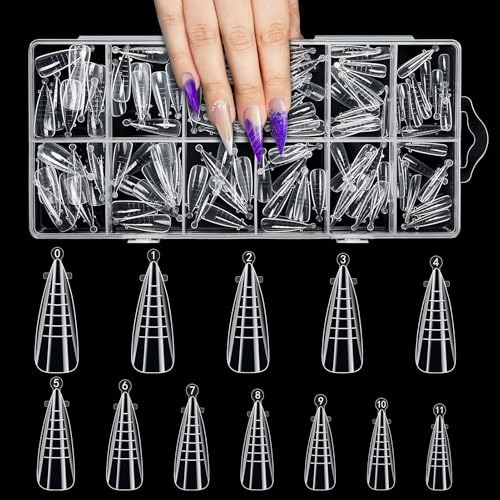 Kiiwah 120 Pièces Popit Ongle, Moule Ongles Forme Couverture Complète Réutilisable Capsule Polygel Moules à Ongles Double avec Lignes Graduées pour Amateurs et Apprenants du Nail Art Diy