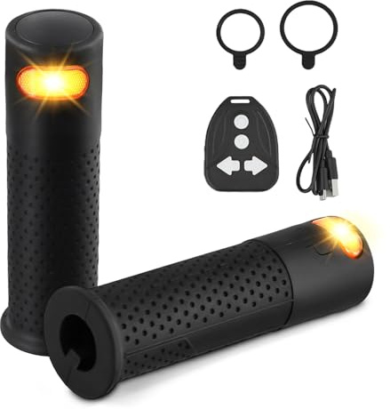 ZAMETTER Trådlös fjärrkontroll blinkers för skoter eleganta och funktionella elektriska scooterstyre grepp med inbyggda blinkerslampor (svart)