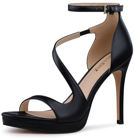 CELLENZ Stiletto Women High Heels: Platform Heel for Women Sexy Dressy - Black Heels Prom Comfortable - Strappy Heeled Sandals Size 7.5