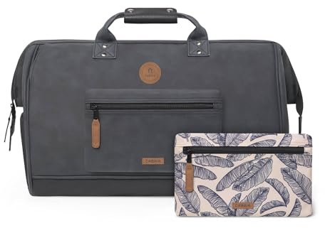 CABAIA - Sac de Voyage Duffle Adventurer Le Havre 40L - Compatible Bagage Cabine 45x30x29 - Déperlant & Certifié Vegan - 2 Poches - Compartiment à Chaussures - Sac Week-End, Sac de Sport - Noir