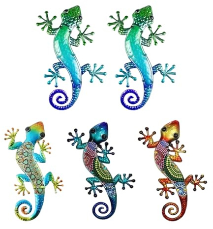 Gecko Wanddekoration Für Den Außenbereich,Acryl-Eidechsen Kunst Garten Skulpturen - Bunte Ausbleichfeste Tierfiguren Deko Für Terrasse Hof Haus Garten