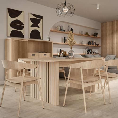 Forte JYTANA Esstisch 180, moderner Esszimmertisch, ausziehbar, Holzwerkstoff, Riva Eiche Holzdekor, 180 cm breit x 76,9 cm hoch x 90 cm tief