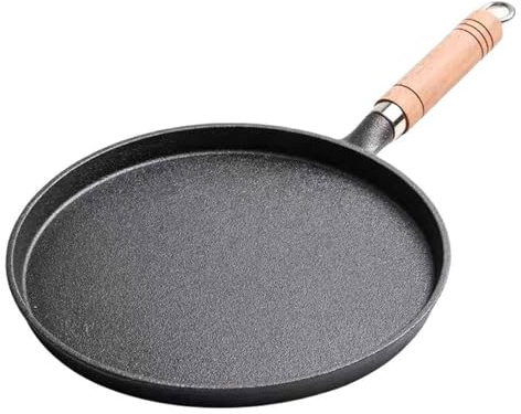 HAFRILY Gusseisenpfanne 20cm Antihaft Pfanne Cast Iron Pan, Gusseisenpfanne mit Holzgriff–robuste Pfanne für Induktion Gas Ofen Skillet ideal für Steak Pfannkuchen Camping Grillen