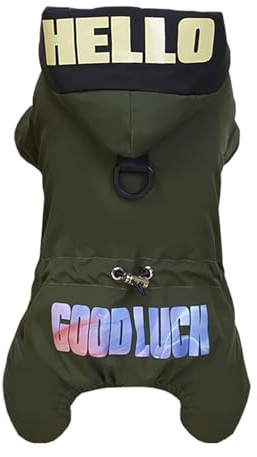 Izefia Hundemantel Haustierbekleidung Overall Winddicht Kaltes Wetter Mäntel 4 Beine Jacke Viel Glück Warm Winter Dicke Kleidung Wasserdicht Schneedicht Baumwollmantel für Kleinen Hund Mittlere Katze