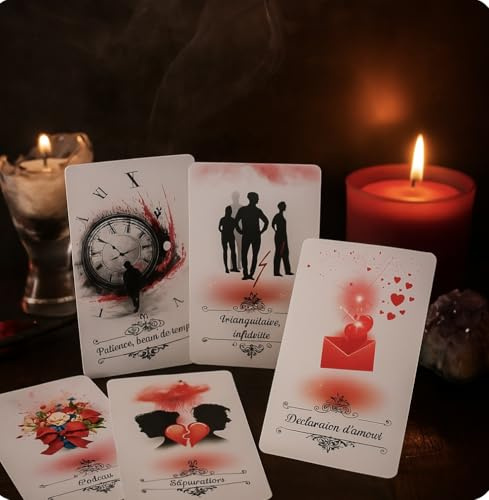 Oracle divinatoire, Les chuchotements du cœur– Jeu de Cartes Spirituel pour Guidance, Amour et développement Personnel. Pochette Velours avec Logo.
