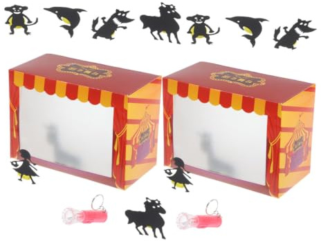 Toyvian Selbstgemacht Puppentheater Bastelset aus Papier 2 Stück Interaktives Schattenspiel für Kinder Kreatives Geschichtenerzählen und Spielzeit Zufällige Farbe | Schattenspiel Bastelset für Kinder Kreatives Puppentheater Spielzeug Interaktives Geschichtenerzähl 2 Stück Zufällige Farbe