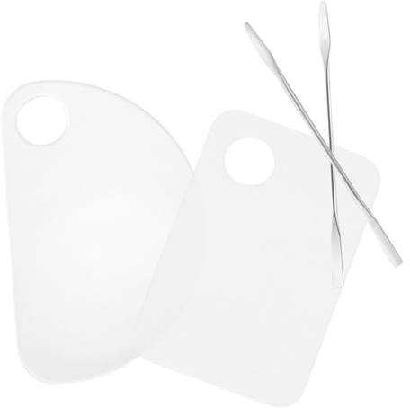 LOORGVEL 2 juegos Conjunto de Paletas de Maquillaje Transparentes Acrílicas Reutilizables para Mezcla de Pigmentos y Cosméticos Fácil Limpieza Incluye con Espátulas para Uñas y Arte Facial