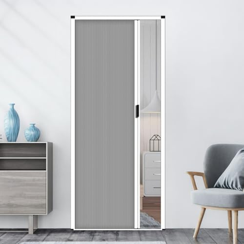yurstcggh Puerta Corredera,Puertas Plegable Invisible de Nido de Abeja Blanco,Puerta Plegable Acordeon Apto para balcones,salas de estar,cocinas,dormitorios y escaleras 80×200cm Gris
