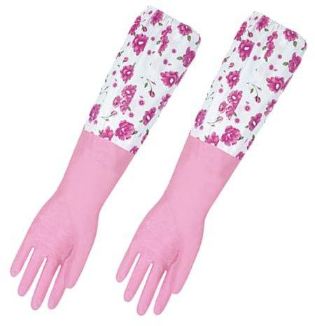 Ciieeo Thickened Winter Dishwashing Gloves Fleece Lining, Pink Kitchen Cleaning Gloves for Household Dish Wash and General Cleaning Tasks