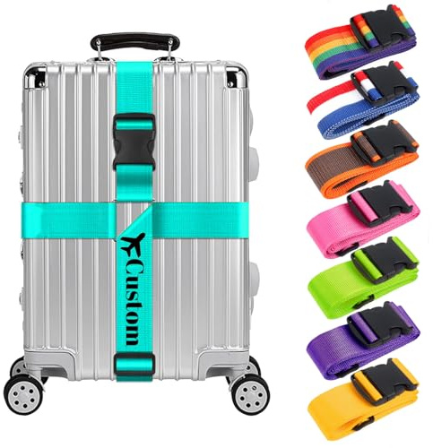 JJ GRADGOWN Personalisiertes Gepäckband | Personalisierbar mit Text & Logo | Verstärkt Stoßfest Verstellbar | Leicht & Verschleißfest | Für Alle Koffergrößen | Ideal für Reisen (Stil 2)