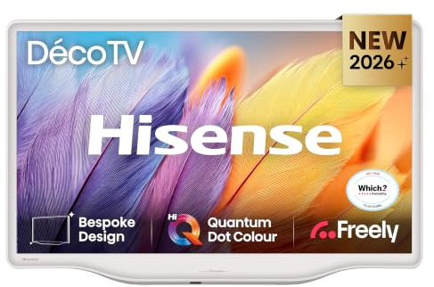 Hisense 43 Deco 43S5QTUK Hi-QLED Ultra HD AI Smart TV with Freely, Netflix, Disney+ and YouTube - Art-Inspired Design, Dolby Atmos, Gallery, Fluid Central Stand, 4K Upscaler