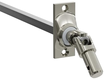 DIWARO.® | Rolladen Gelenklager G021, 45 Grad Umlenkung, Grundplatte 22 x 52 mm mit 2 Befestigungslöcher, Kurbelzapfen Anschluss 11,9 mm, Antrieb zum Rolladengetriebe 8 mm Vierkant.